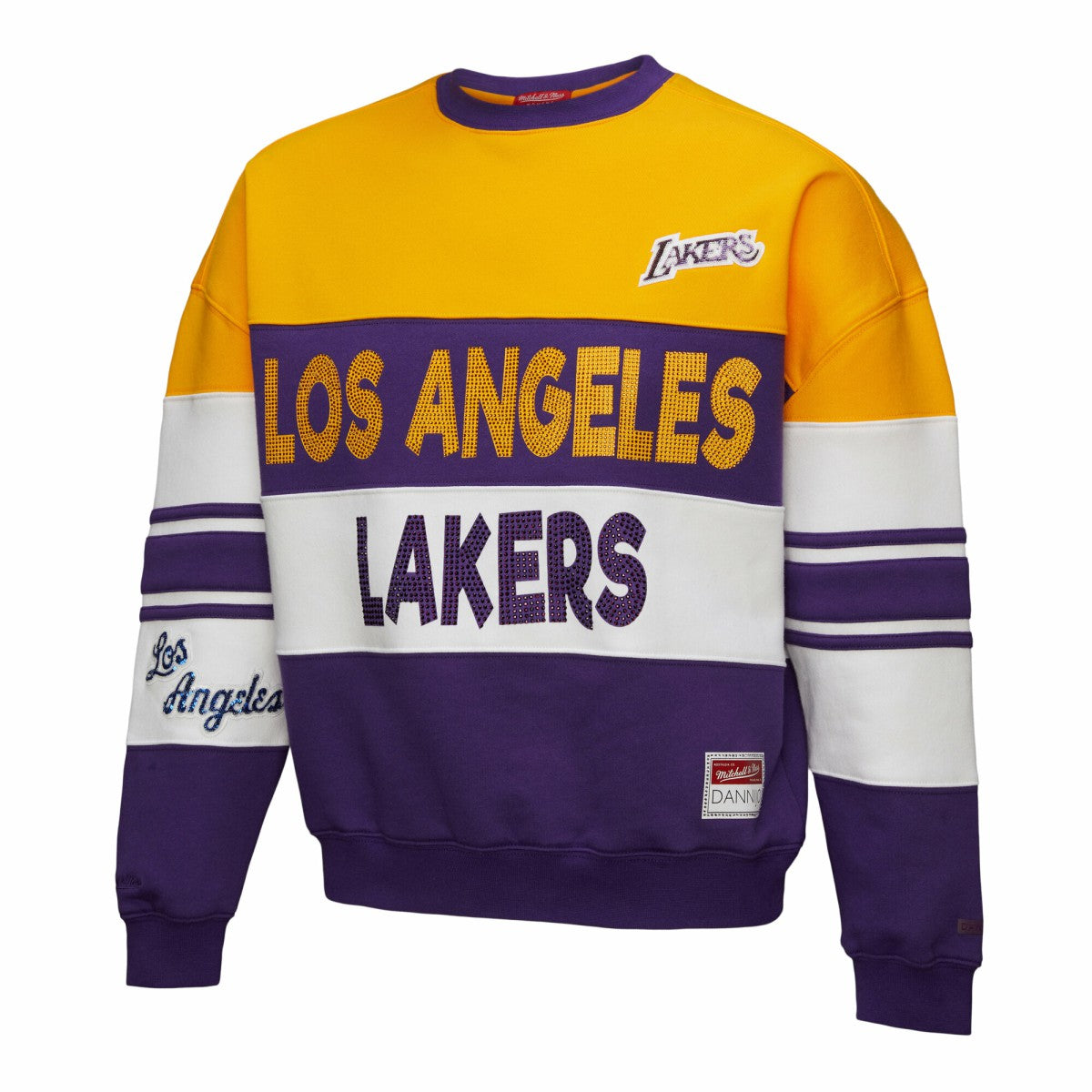 Los Angeles Lakers x DANNIJO Women's Blocked Pullover Sweatshirt Gold/Purple | Mitchell & Ness discount