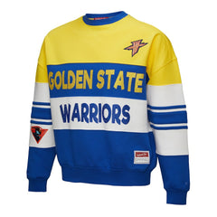 Golden State Warriors x DANNIJO Women's Blocked Pullover Sweatshirt for sale Gold/Royal | Mitchell & Ness outlet