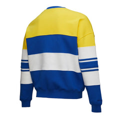 Golden State Warriors x DANNIJO Women's Blocked Pullover Sweatshirt for sale Gold/Royal | Mitchell & Ness outlet