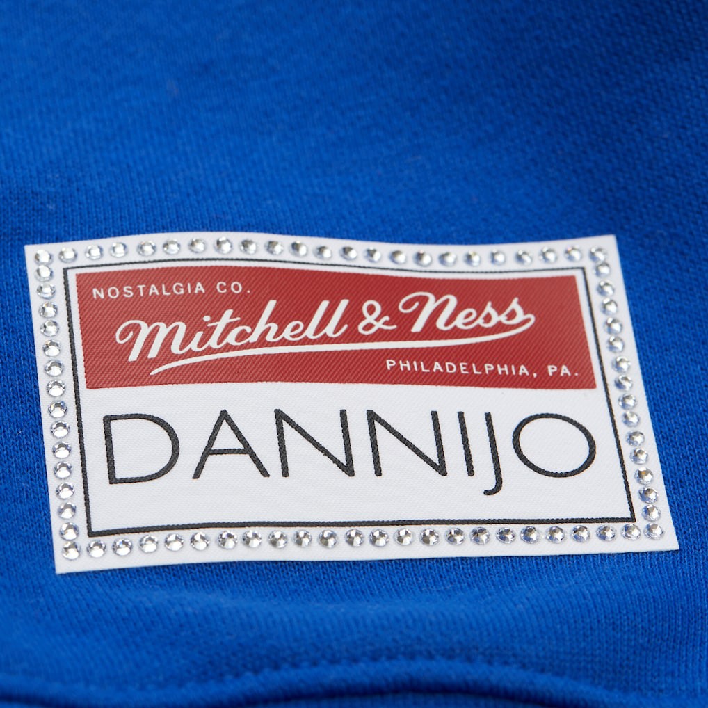Golden State Warriors x DANNIJO Women's Blocked Pullover Sweatshirt for sale Gold/Royal | Mitchell & Ness outlet