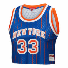 Patrick Ewing New York Knicks x DANNIJO Women's Fashion Cropped Basketball Jersey Royal | Mitchell & Ness for sale