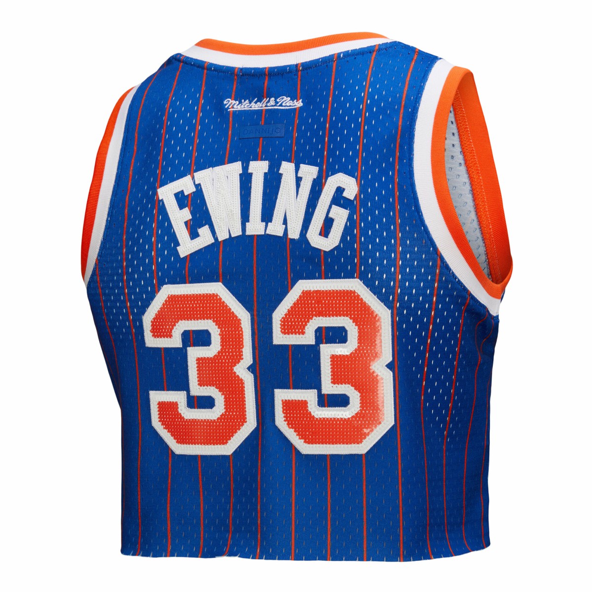 Patrick Ewing New York Knicks x DANNIJO Women's Fashion Cropped Basketball Jersey Royal | Mitchell & Ness for sale