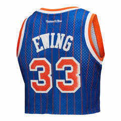Patrick Ewing New York Knicks x DANNIJO Women's Fashion Cropped Basketball Jersey Royal | Mitchell & Ness for sale