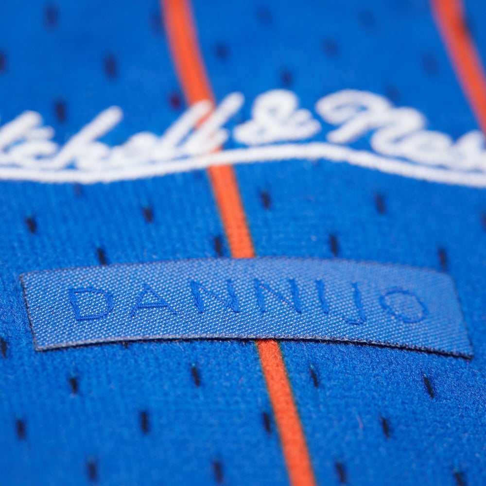 Patrick Ewing New York Knicks x DANNIJO Women's Fashion Cropped Basketball Jersey Royal | Mitchell & Ness for sale