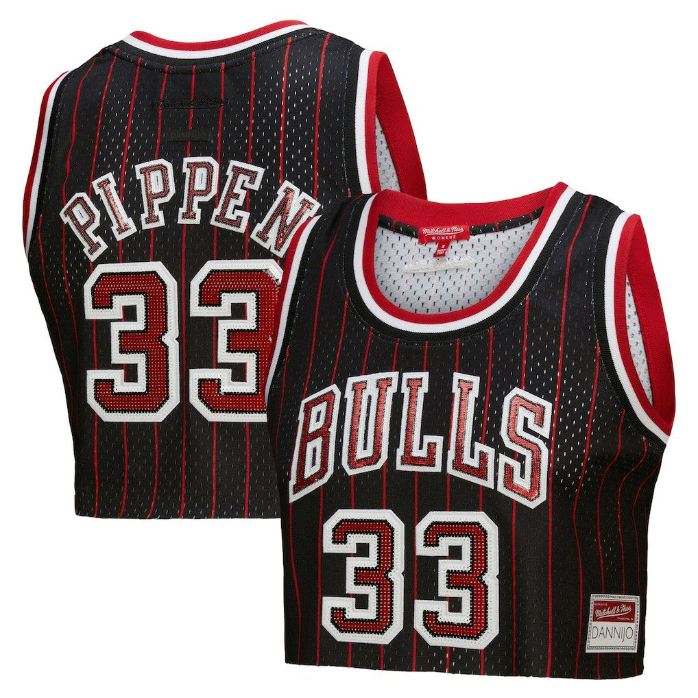 Scottie Pippen Chicago Bulls x DANNIJO Women's Fashion Cropped Basketball Jersey for sale Black | Mitchell & Ness Near Me