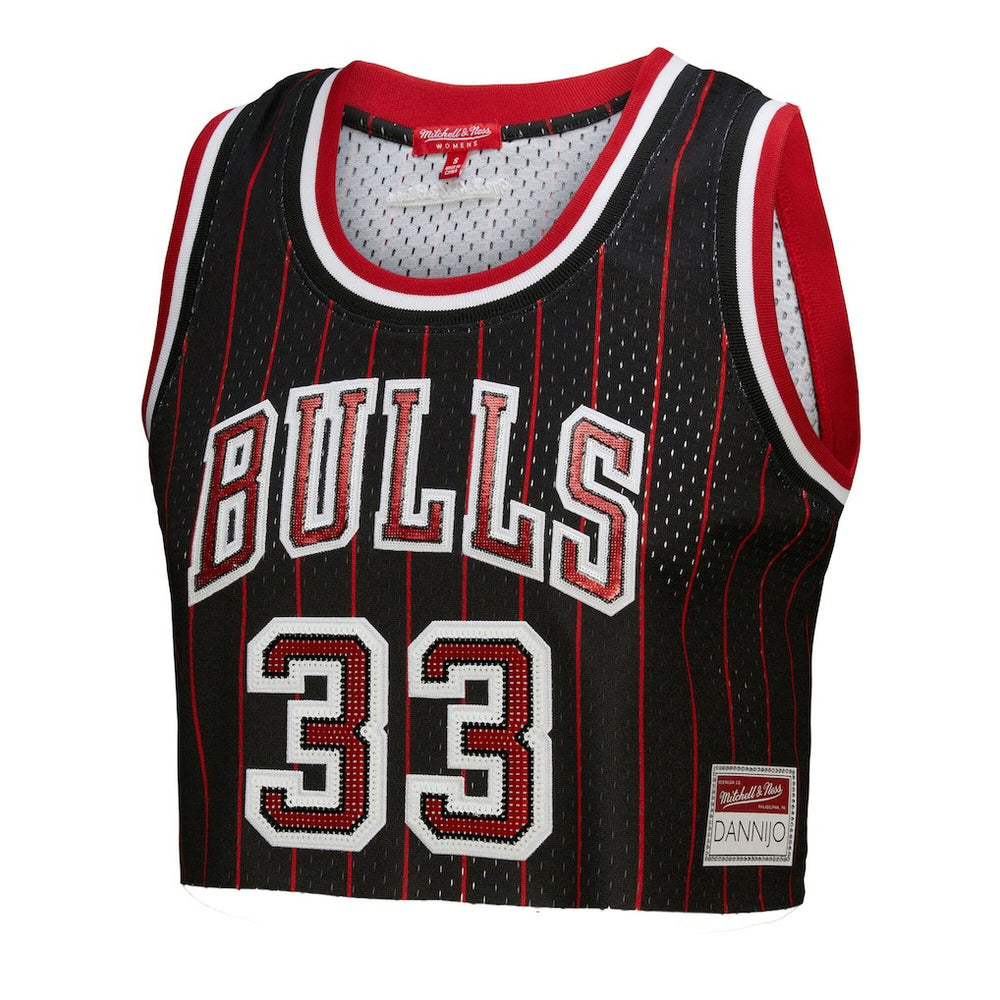 Scottie Pippen Chicago Bulls x DANNIJO Women's Fashion Cropped Basketball Jersey for sale Black | Mitchell & Ness Near Me