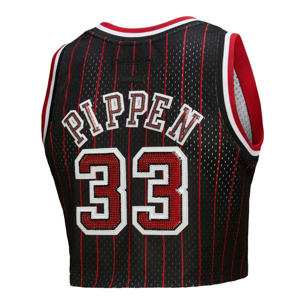 Scottie Pippen Chicago Bulls x DANNIJO Women's Fashion Cropped Basketball Jersey for sale Black | Mitchell & Ness Near Me
