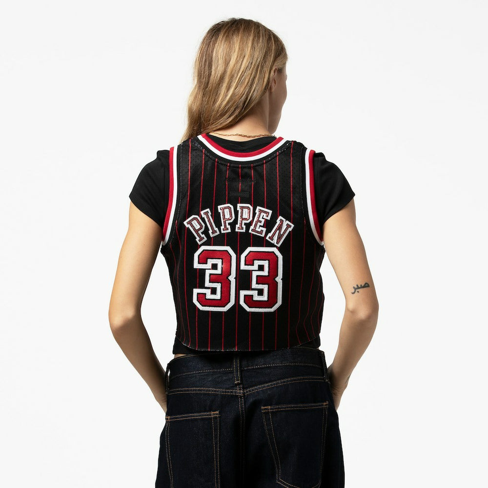 Scottie Pippen Chicago Bulls x DANNIJO Women's Fashion Cropped Basketball Jersey for sale Black | Mitchell & Ness Near Me