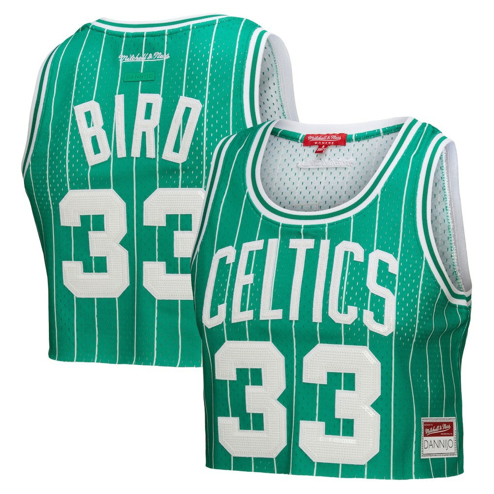 Larry Bird Boston Celtics x DANNIJO Women's Fashion Cropped Basketball Jersey Kelly Green | Mitchell & Ness outlet