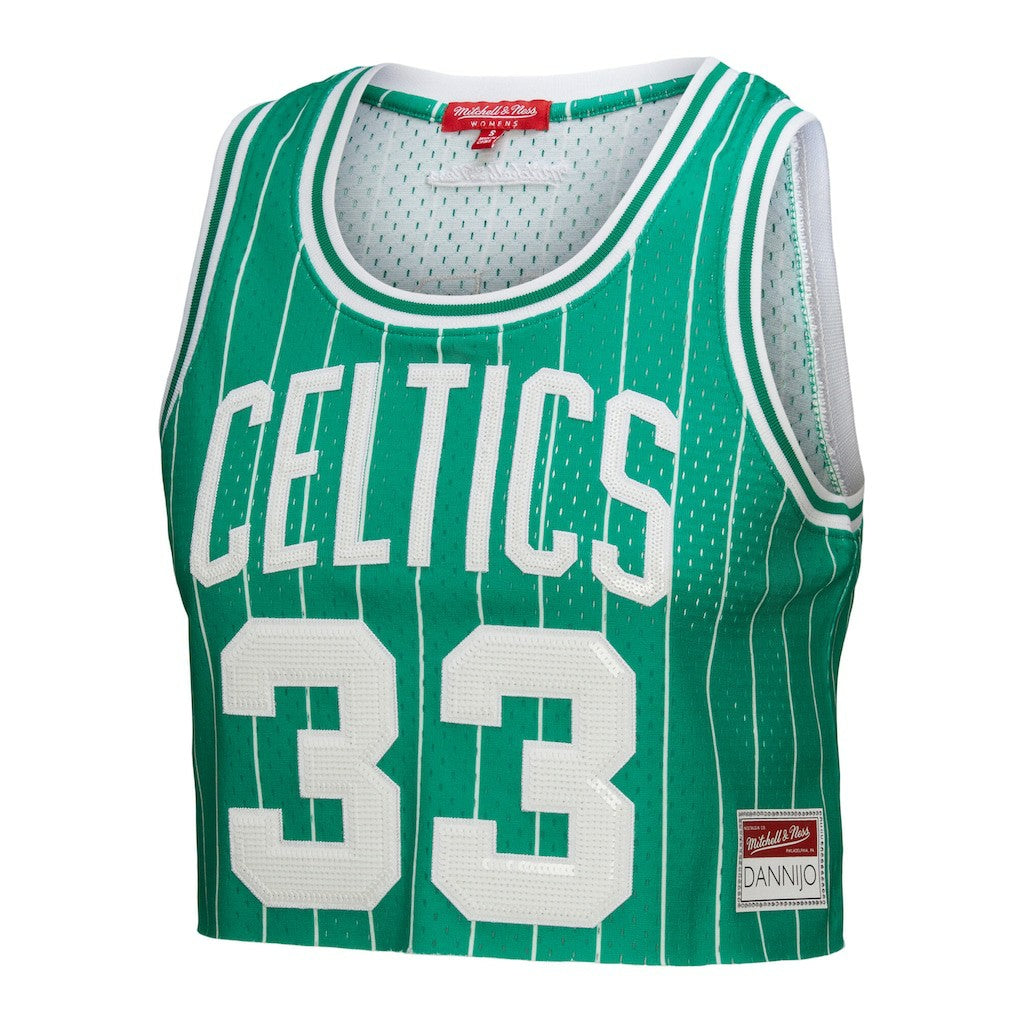 Larry Bird Boston Celtics x DANNIJO Women's Fashion Cropped Basketball Jersey Kelly Green | Mitchell & Ness outlet