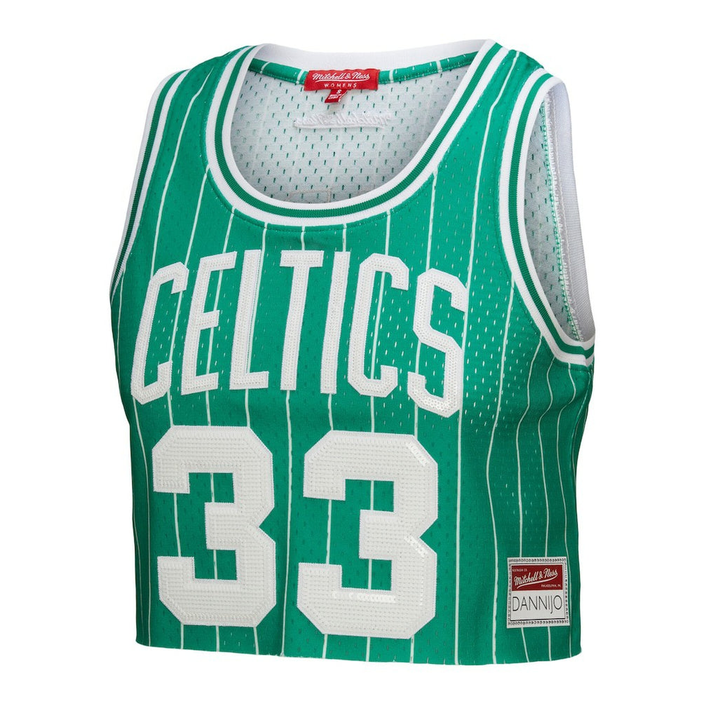 Larry Bird Boston Celtics x DANNIJO Women's Fashion Cropped Basketball Jersey Kelly Green | Mitchell & Ness outlet