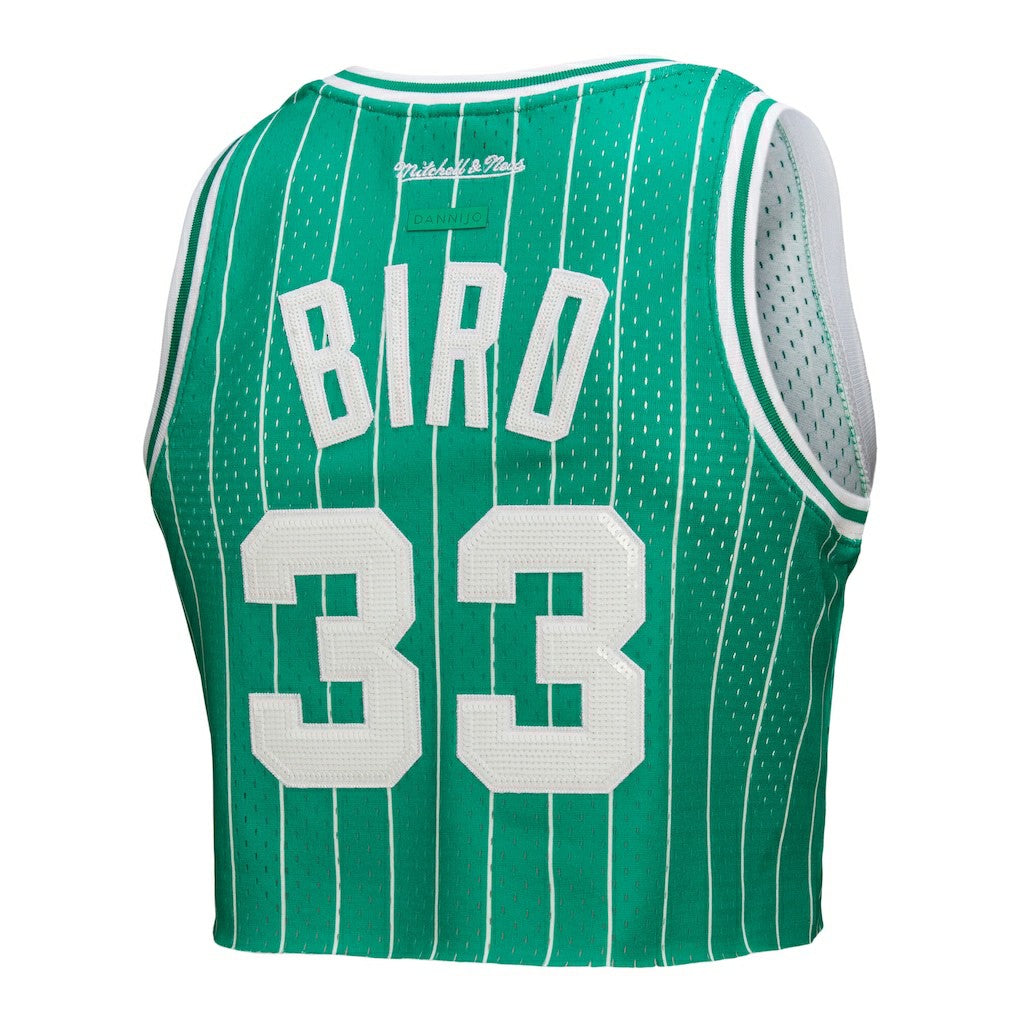 Larry Bird Boston Celtics x DANNIJO Women's Fashion Cropped Basketball Jersey Kelly Green | Mitchell & Ness outlet