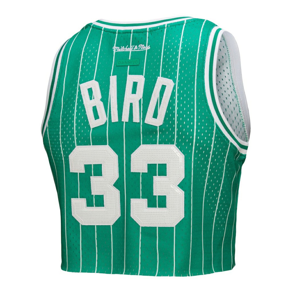 Larry Bird Boston Celtics x DANNIJO Women's Fashion Cropped Basketball Jersey Kelly Green | Mitchell & Ness outlet