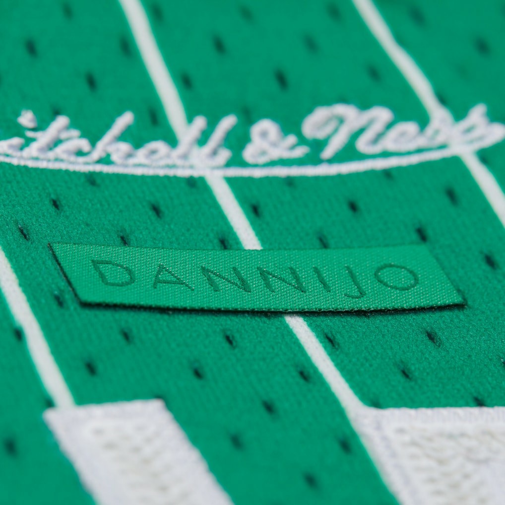 Larry Bird Boston Celtics x DANNIJO Women's Fashion Cropped Basketball Jersey Kelly Green | Mitchell & Ness outlet