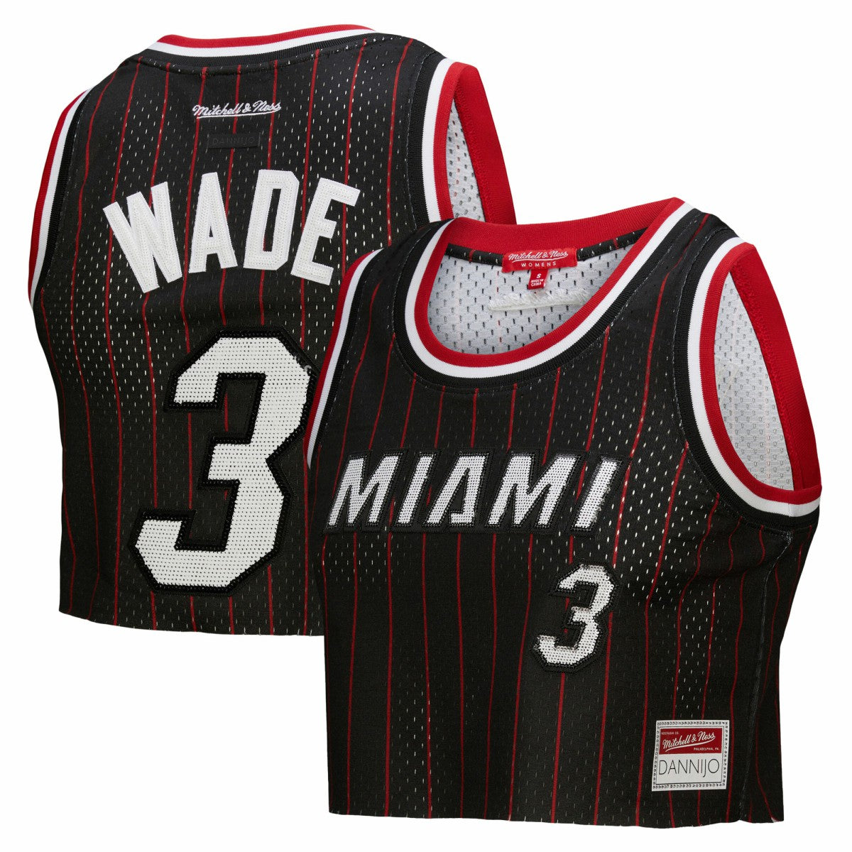 Dwyane Wade Miami Heat x DANNIJO Women's Fashion Cropped Basketball Jersey Black | Mitchell & Ness discount
