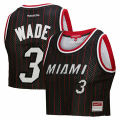 Dwyane Wade Miami Heat x DANNIJO Women's Fashion Cropped Basketball Jersey Black | Mitchell & Ness discount