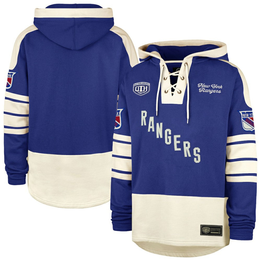 New York Rangers '47 Blue Line Heritage Lacer Pullover Hoodie - Blue - NHL 202209322