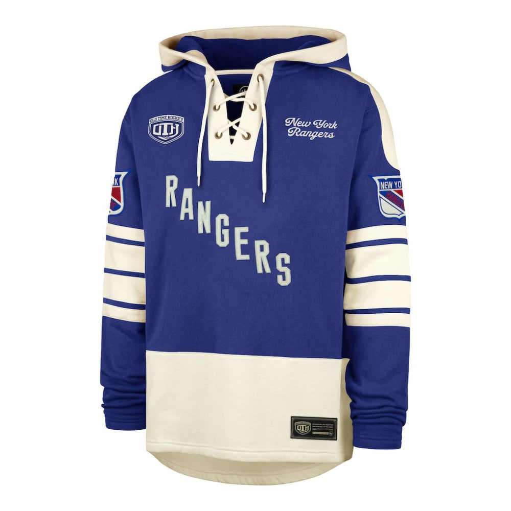 New York Rangers '47 Blue Line Heritage Lacer Pullover Hoodie - Blue - NHL 202209322