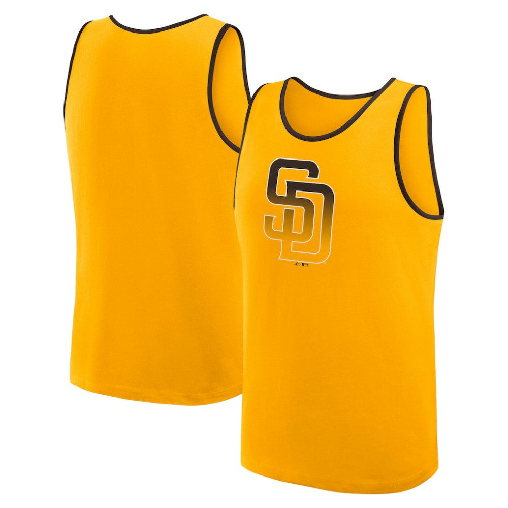 San Diego Padres Logo Athletic Unmatched Success Tank Top - Gold - MLB Lifestyle