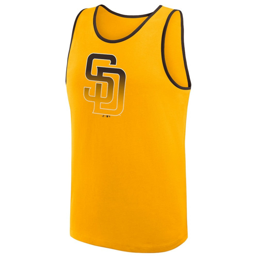San Diego Padres Logo Athletic Unmatched Success Tank Top - Gold - MLB Lifestyle