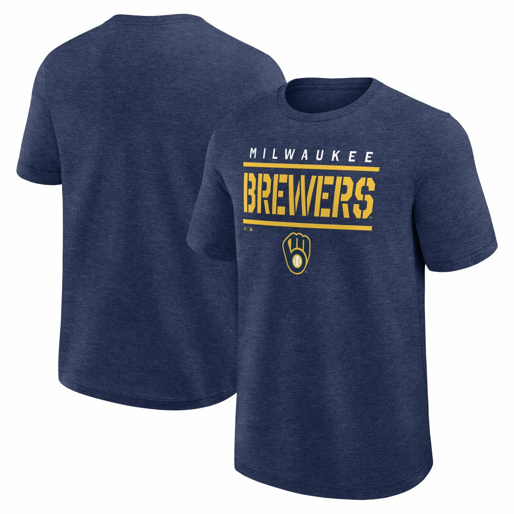 Milwaukee Brewers Logo Athletic Top Notch T-Shirt - Heather Navy - MLB Online