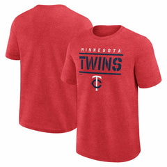 Minnesota Twins Logo Athletic Top Notch T-Shirt - Heather Red - MLB Discount
