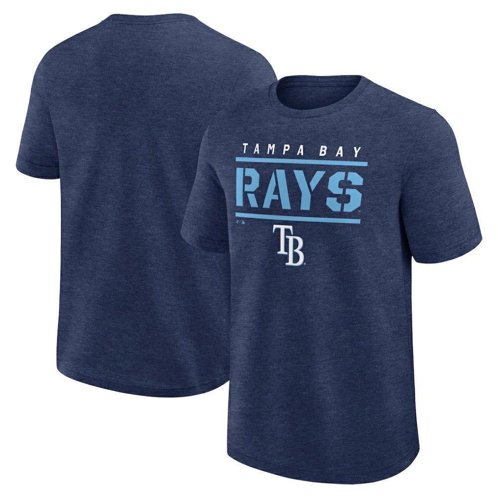 Tampa Bay Rays Logo Athletic Top Notch T-Shirt - Heather Navy - MLB on Sale