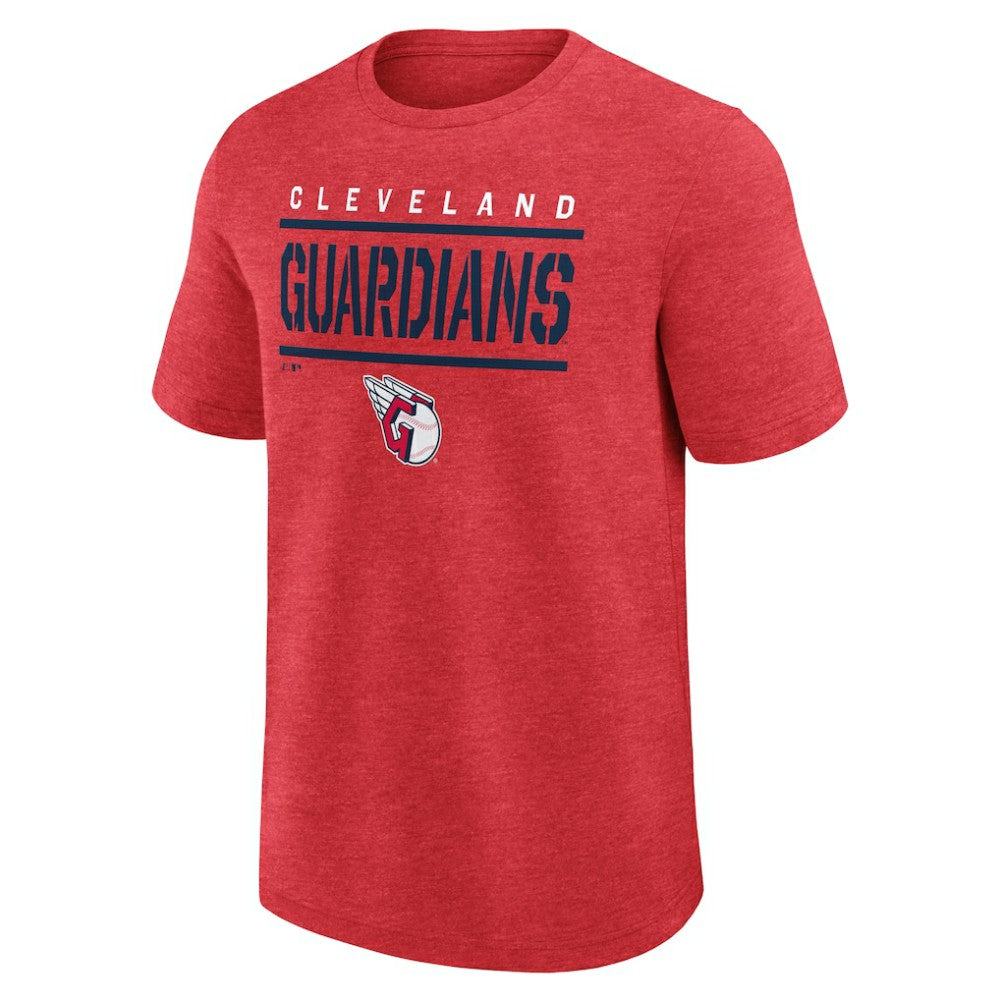 Cleveland Guardians Logo Athletic Top Notch T-Shirt - Heather Red - MLB Lifestyle
