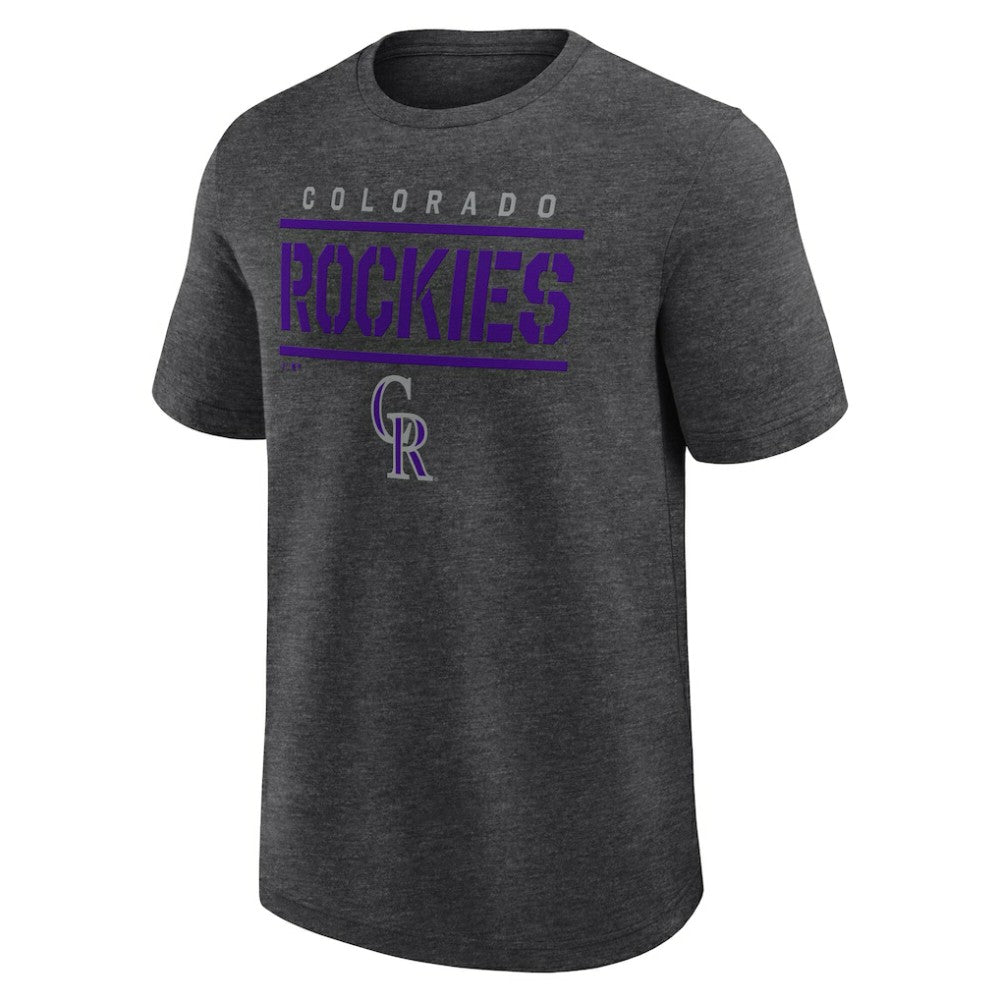 Colorado Rockies Logo Athletic Top Notch T-Shirt - Heather Charcoal - MLB Lifestyle