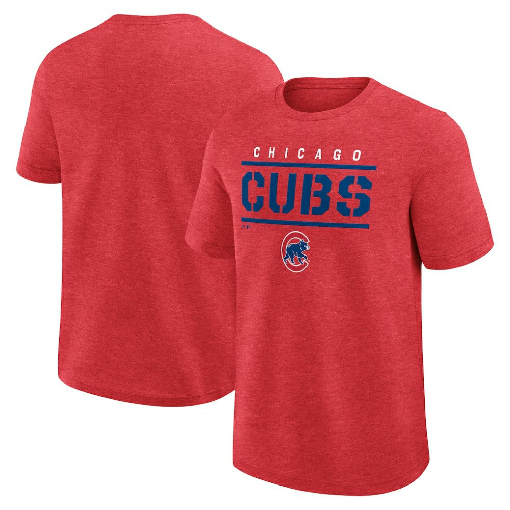 Chicago Cubs Logo Athletic Top Notch T-Shirt - Heather Red - MLB on Sale