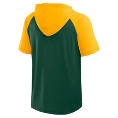 Athletics Logo Athletic Prime Raglan Short Sleeve Hoodie T-Shirt - Green - MLB Sale