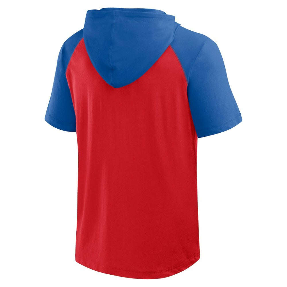 Philadelphia Phillies Logo Athletic Prime Raglan Short Sleeve Hoodie T-Shirt - Red - MLB Lifestyle