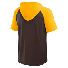 San Diego Padres Logo Athletic Prime Raglan Short Sleeve Hoodie T-Shirt - Brown - MLB Discount