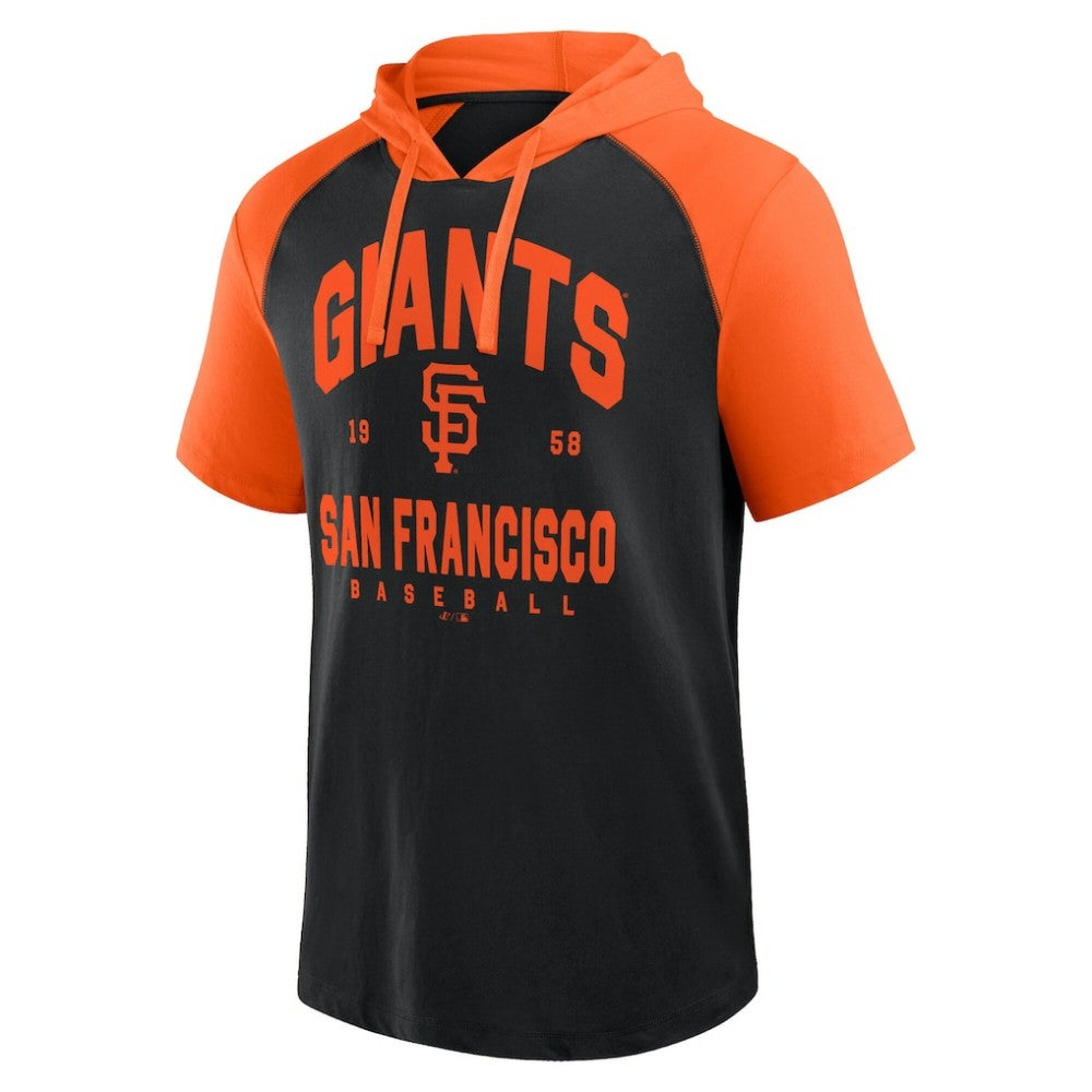 San Francisco Giants Logo Athletic Prime Raglan Short Sleeve Hoodie T-Shirt - Black - MLB Online