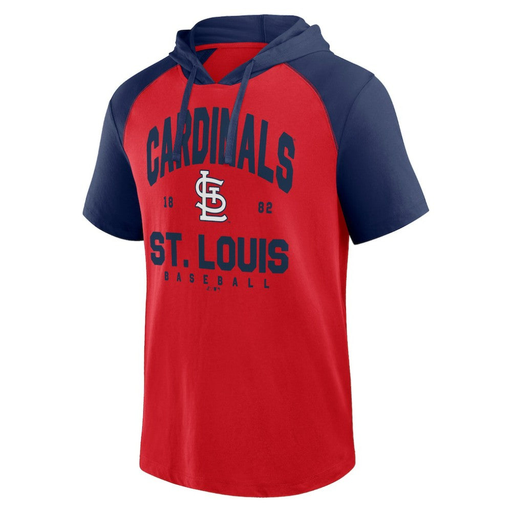 St. Louis Cardinals Logo Athletic Prime Raglan Short Sleeve Hoodie T-Shirt - Red - MLB Online