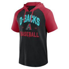 Arizona Diamondbacks Logo Athletic Prime Raglan Short Sleeve Hoodie T-Shirt - Black - MLB Discount