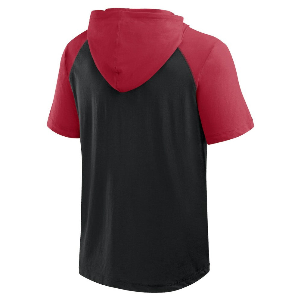 Arizona Diamondbacks Logo Athletic Prime Raglan Short Sleeve Hoodie T-Shirt - Black - MLB Discount