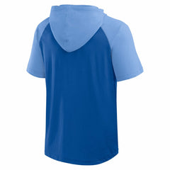 Kansas City Royals Logo Athletic Prime Raglan Short Sleeve Hoodie T-Shirt - Royal - MLB Lifestyle
