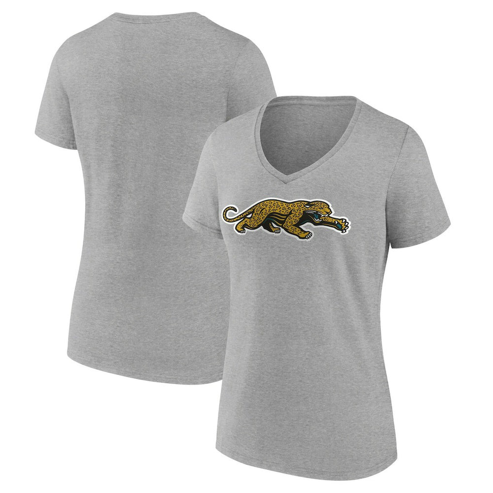 Jacksonville Jaguars Women's Classic Logo V-Neck T-Shirt Gray