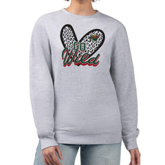 Minnesota Wild G-III 4Her by Carl Banks Women's Animal Print Heart Fleece Pullover Sweatshirt - Heather Gray - NHL 202213830