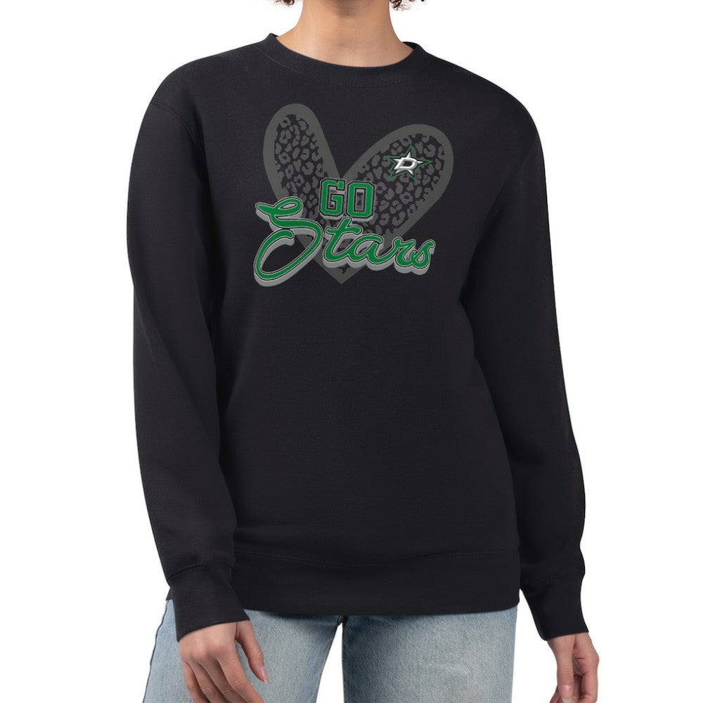 Dallas Stars G-III 4Her by Carl Banks Women's Animal Print Heart Fleece Pullover Sweatshirt - Black - NHL 202213887