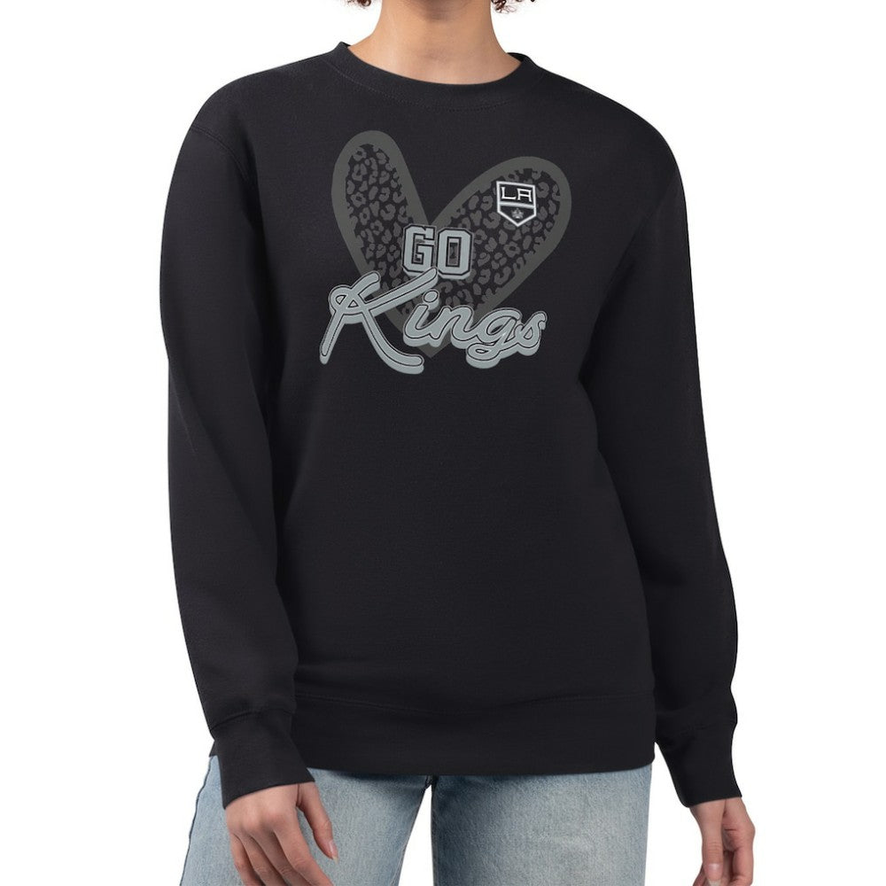 Los Angeles Kings G-III 4Her by Carl Banks Women's Animal Print Heart Fleece Pullover Sweatshirt - Black - NHL 202213900