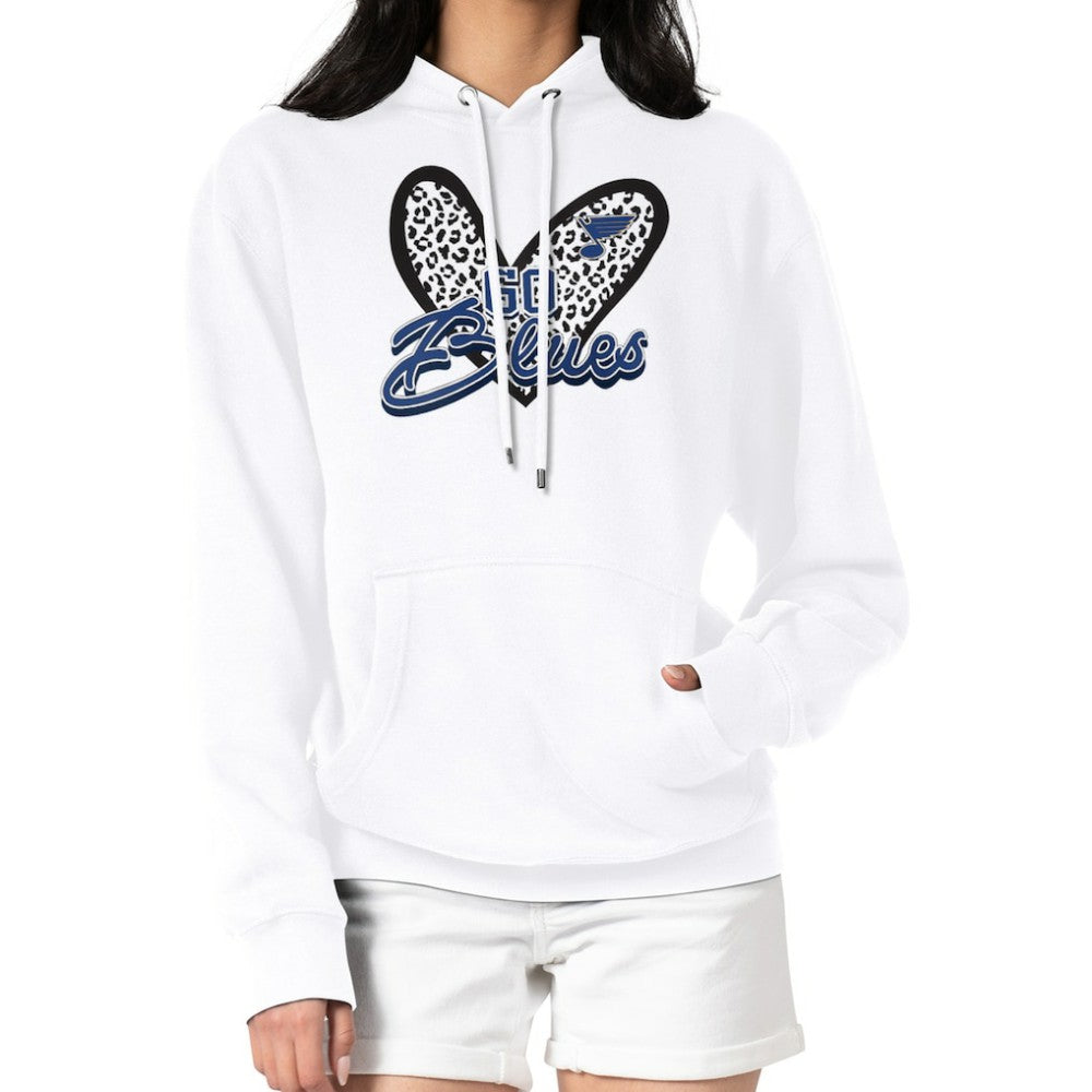 St. Louis Blues G-III 4Her by Carl Banks Women's Animal Print Heart Fleece Pullover Hoodie - White - NHL 202213914