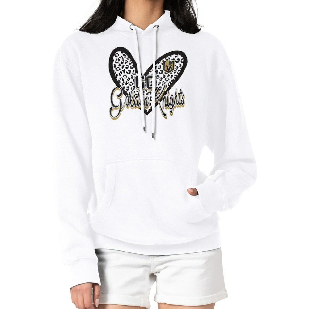 Vegas Golden Knights G-III 4Her by Carl Banks Women's Animal Print Heart Fleece Pullover Hoodie - White - NHL 202213928