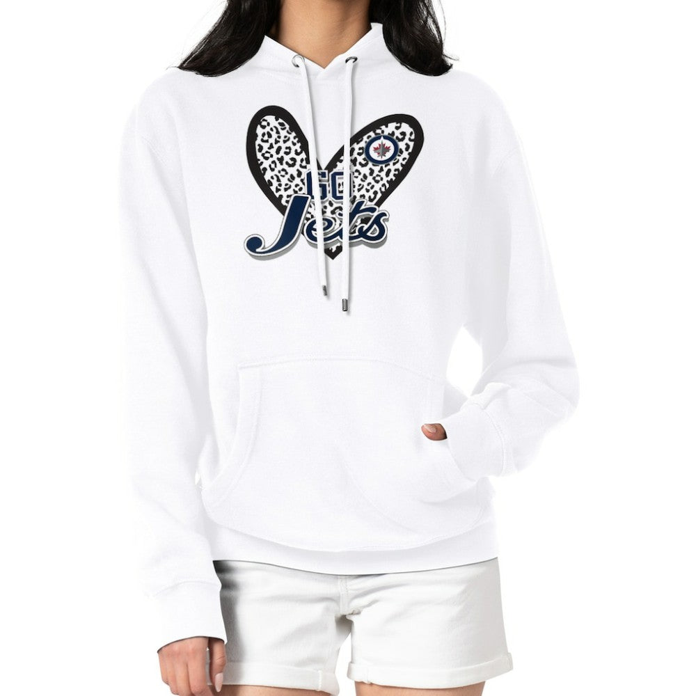 Winnipeg Jets G-III 4Her by Carl Banks Women's Animal Print Heart Fleece Pullover Hoodie - White - NHL 202213948