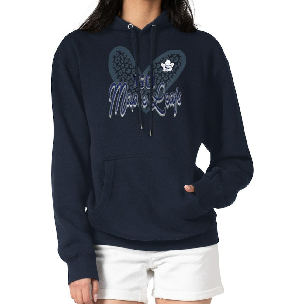Toronto Maple Leafs G-III 4Her by Carl Banks Women's Animal Print Heart Fleece Pullover Hoodie - Navy - NHL 202213955