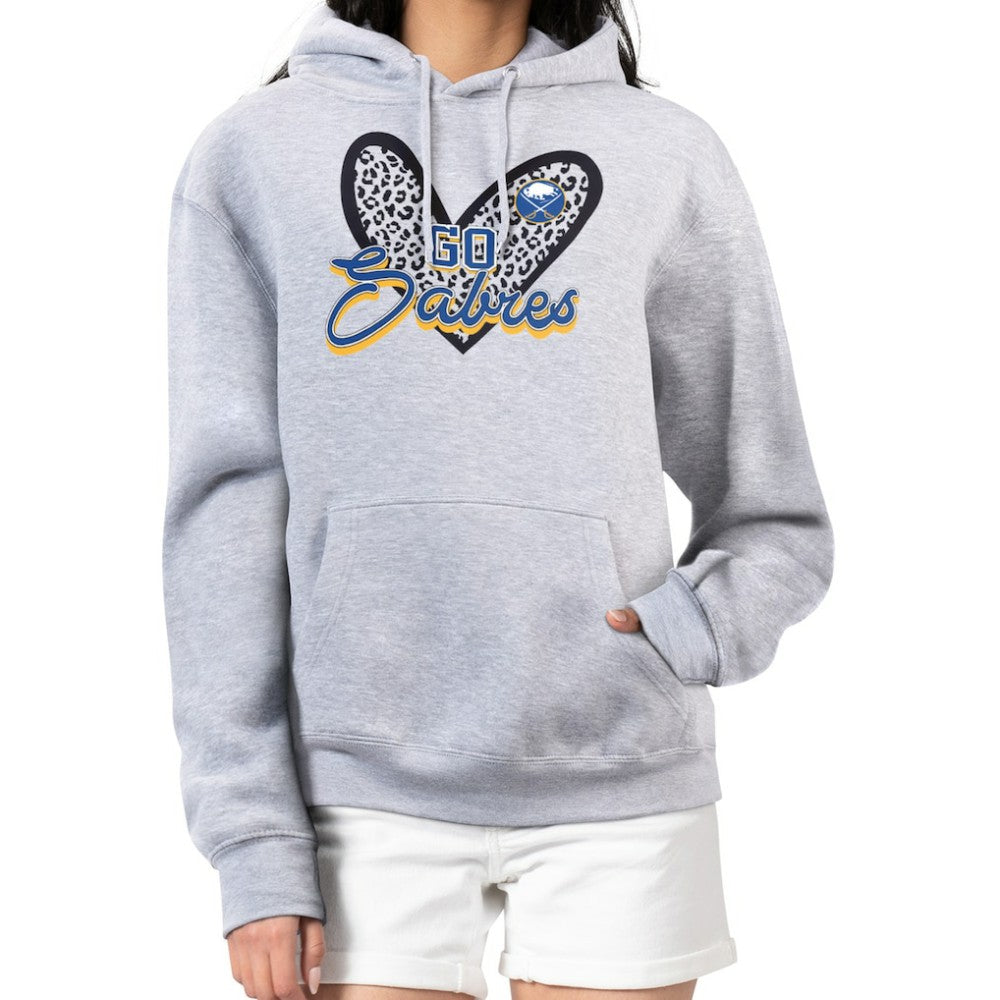 Buffalo Sabres G-III 4Her by Carl Banks Women's Animal Print Heart Fleece Pullover Hoodie - Heather Gray - NHL 202213960
