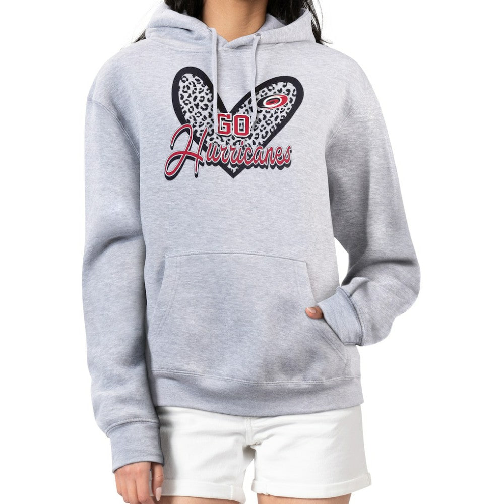 Carolina Hurricanes G-III 4Her by Carl Banks Women's Animal Print Heart Fleece Pullover Hoodie - Heather Gray - NHL 202213967