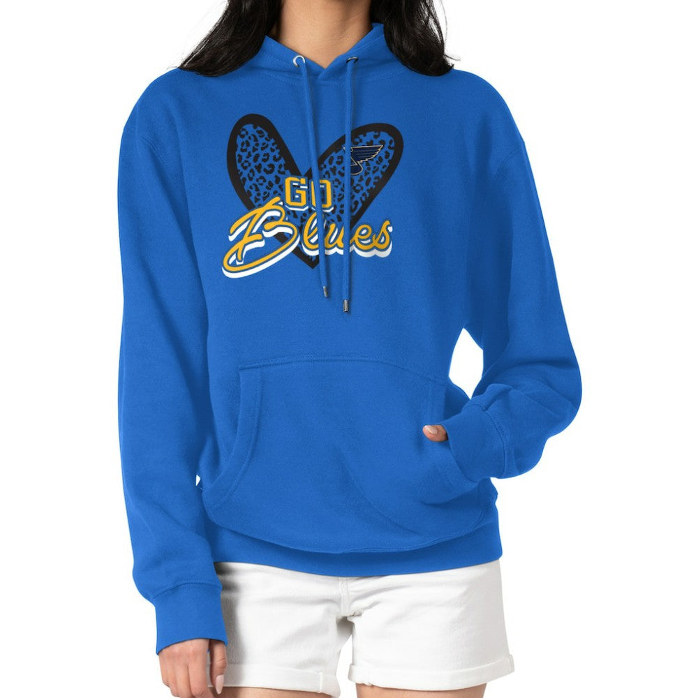 St. Louis Blues G-III 4Her by Carl Banks Women's Animal Print Heart Fleece Pullover Hoodie - Blue - NHL 202213979