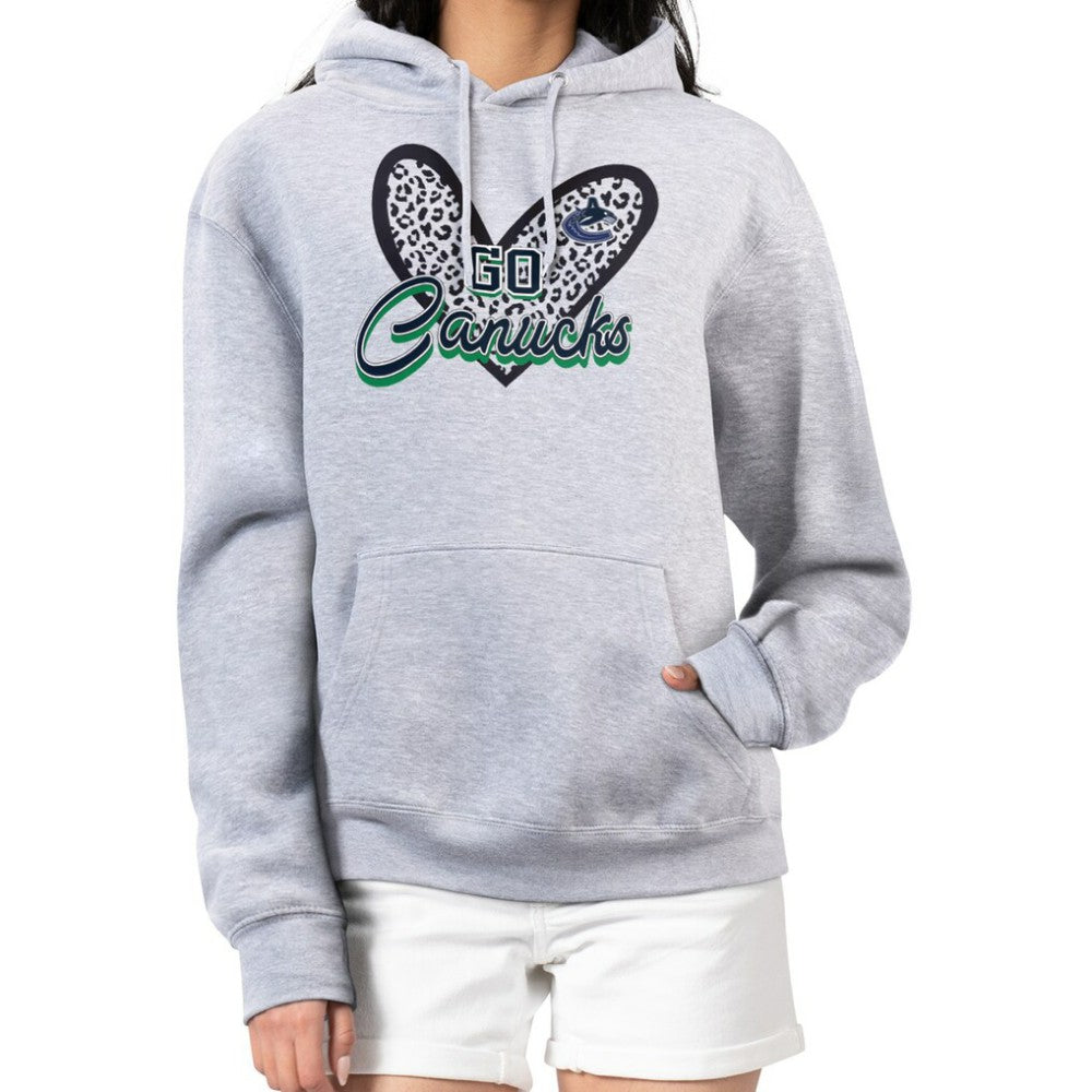 Vancouver Canucks G-III 4Her by Carl Banks Women's Animal Print Heart Fleece Pullover Hoodie - Heather Gray - NHL 202214002